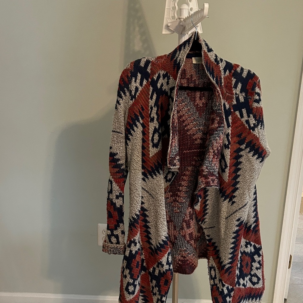 RD Style Geometric Open Front Cardigan